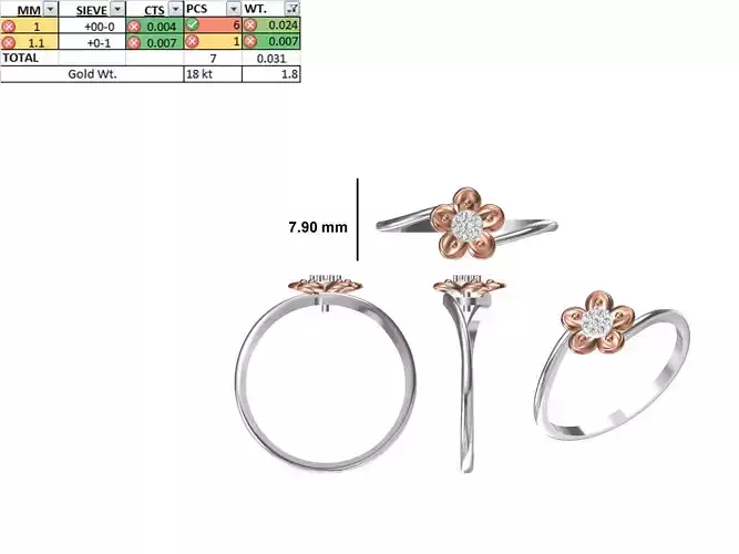 Women Light Weight Ring STL OBJ FBX JCD Details