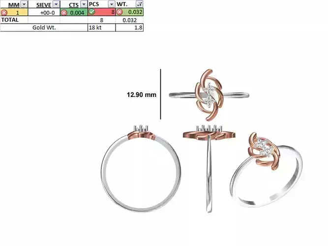 Women Light Weight Ring STL OBJ FBX JCD Details