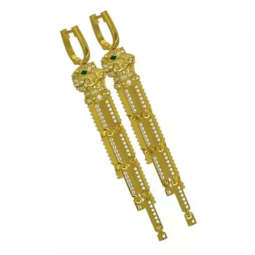 Panther Head Long Earring