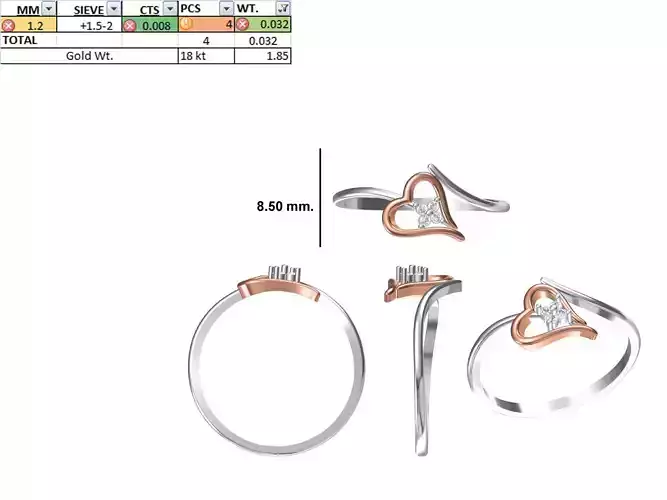 Women Light Weight Ring STL OBJ FBX JCD Details