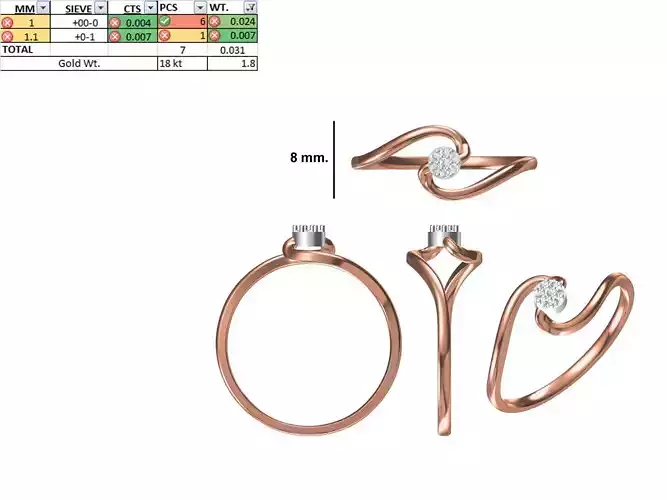 Women Light Weight Ring STL OBJ FBX JCD Details