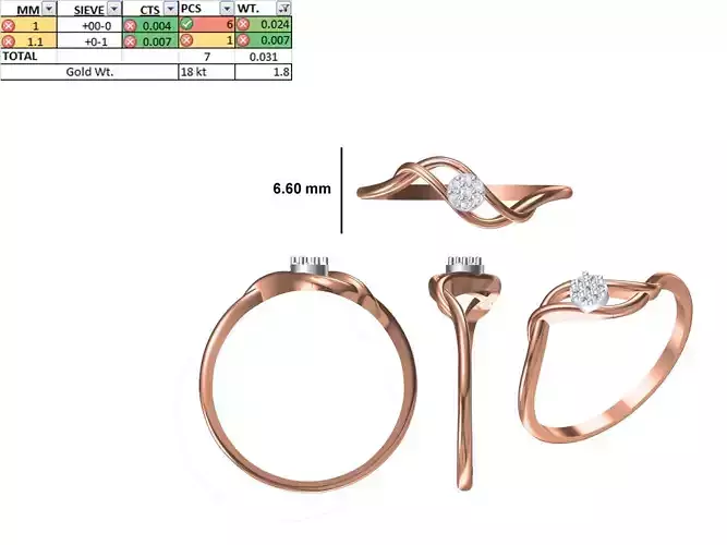 Women Light Weight Ring STL OBJ FBX JCD Details