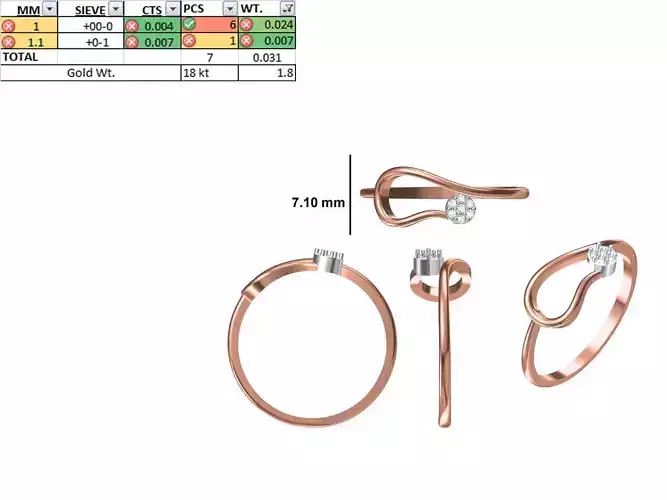 Women Light Weight Ring STL OBJ FBX JCD Details