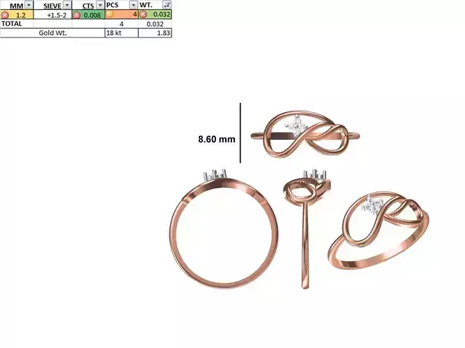 Women Light Weight Ring STL OBJ FBX JCD Details