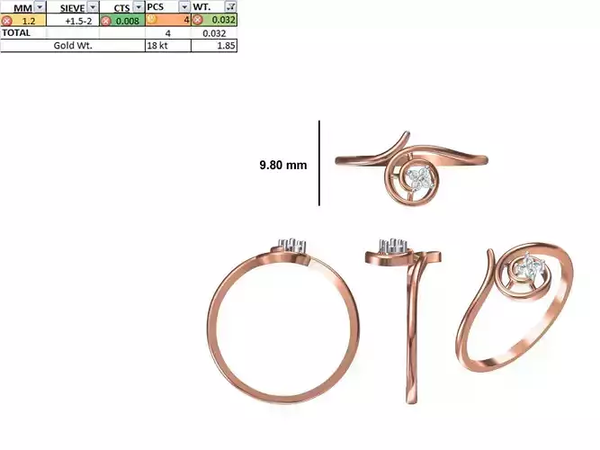 Women Light Weight Ring STL OBJ FBX JCD Details