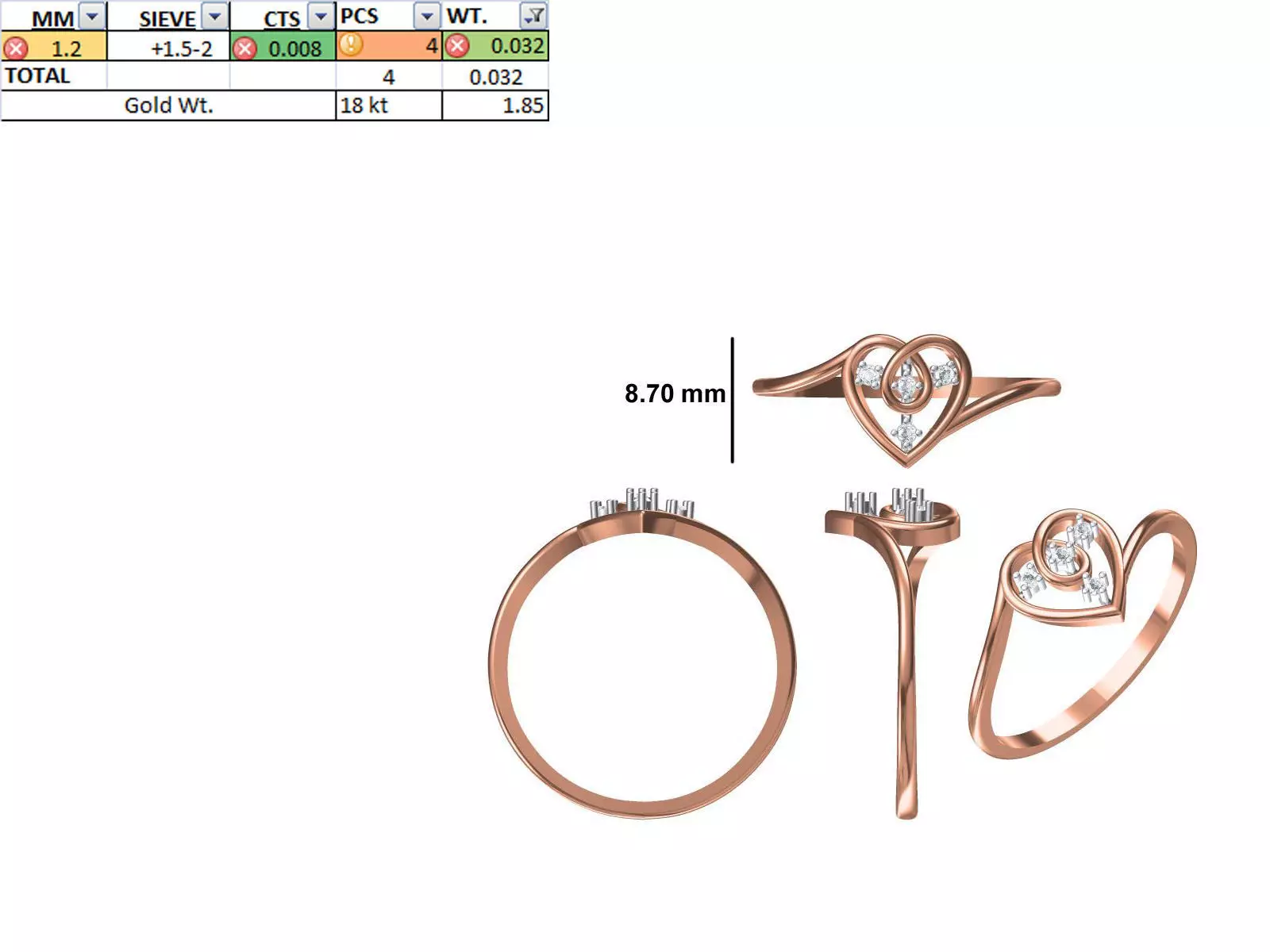 Women Light Weight Heart Ring STL OBJ FBX JCD Details 3D print model_0