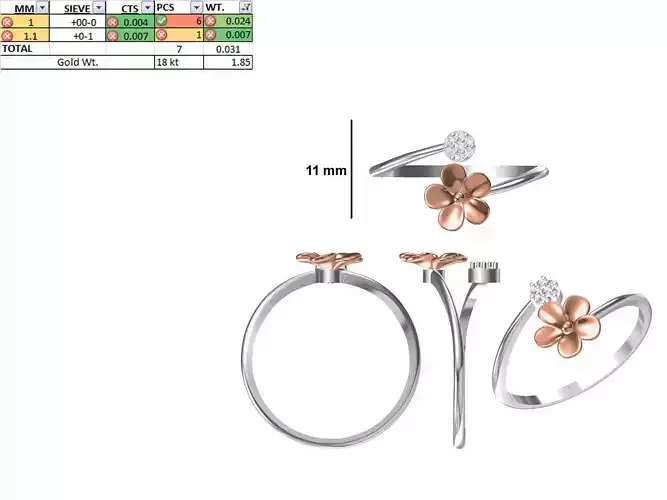 Women Light Weight Ring STL OBJ FBX JCD Details