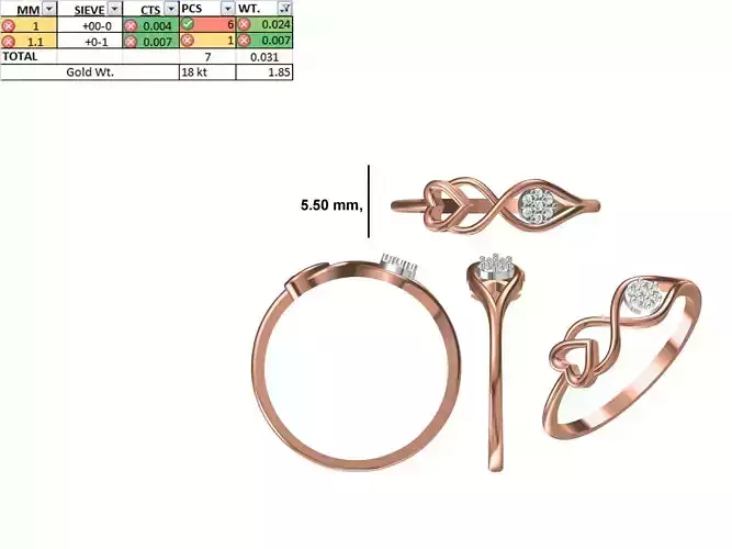Women Light Weight Ring STL OBJ FBX JCD Details