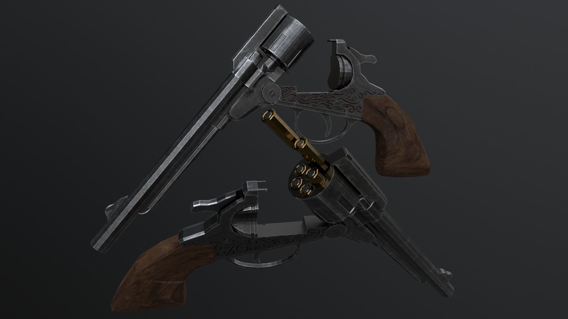 Revolver Unity Optimaize Low-poly 3D model_3