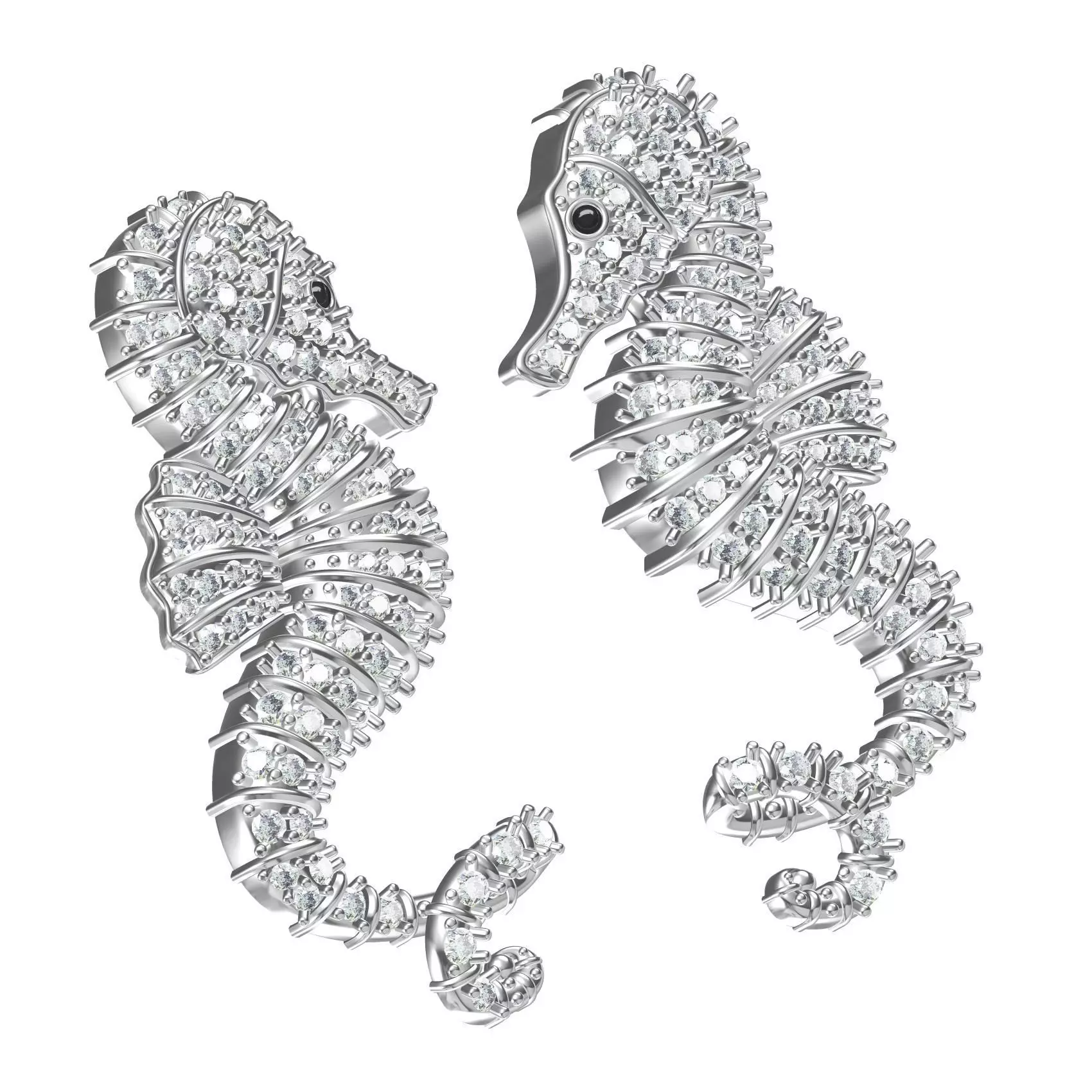Seahorse Diamond Earring 3D print model