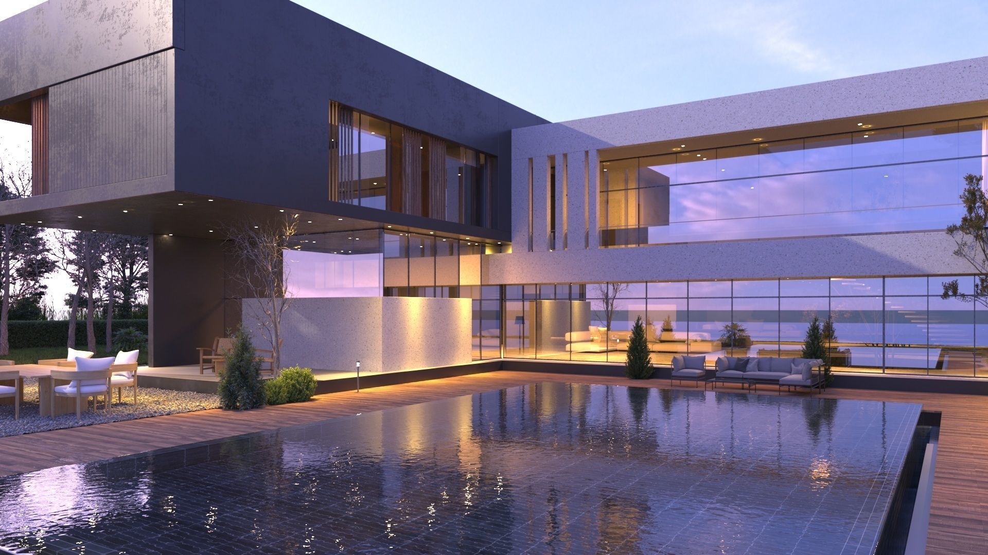 Modern beach villa corona with 3d grass Bonus Revit file 3D model_9