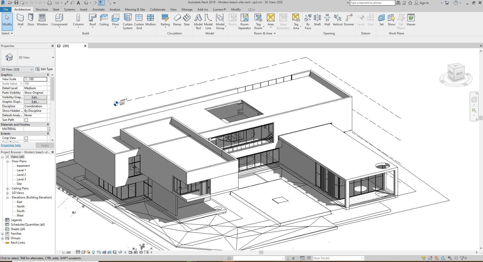 Modern beach villa corona with 3d grass Bonus Revit file 3D model_12