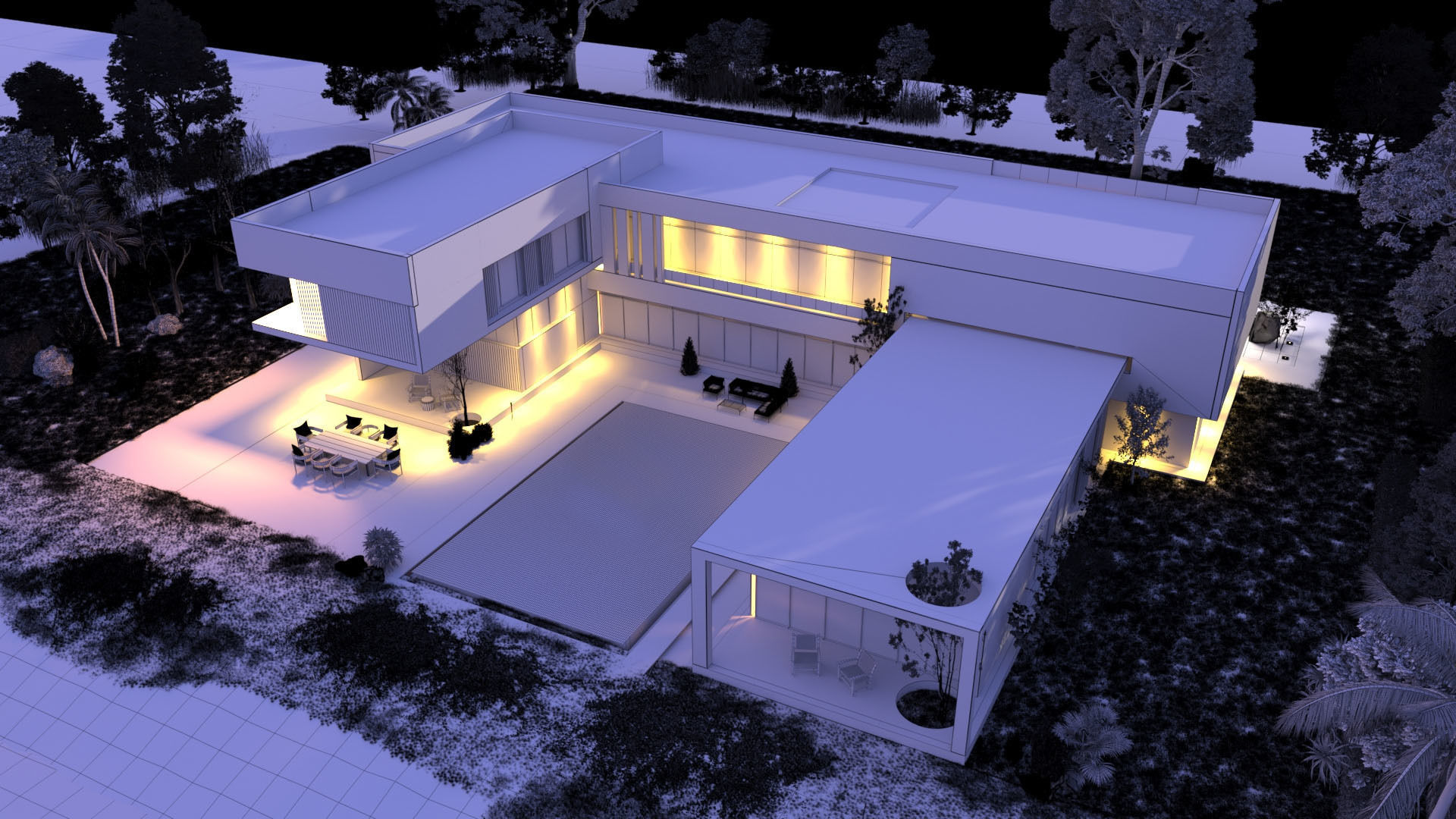 Modern beach villa corona with 3d grass Bonus Revit file 3D model_1