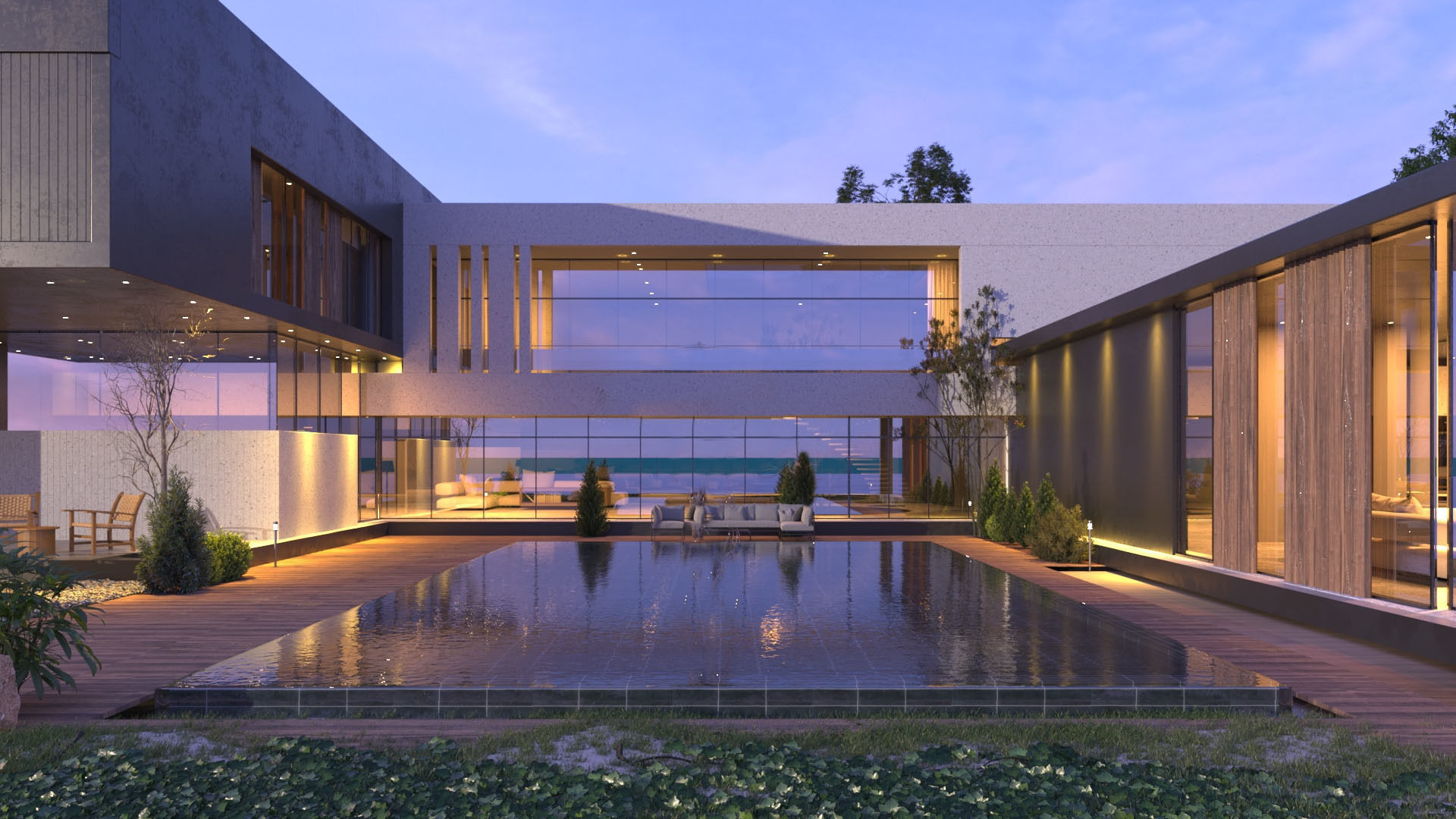 Modern beach villa corona with 3d grass Bonus Revit file 3D model_5