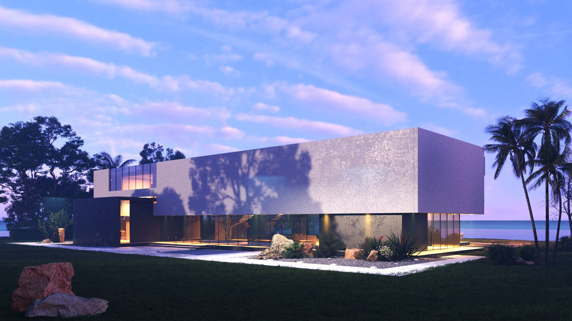 Modern beach villa corona with 3d grass Bonus Revit file 3D model_21