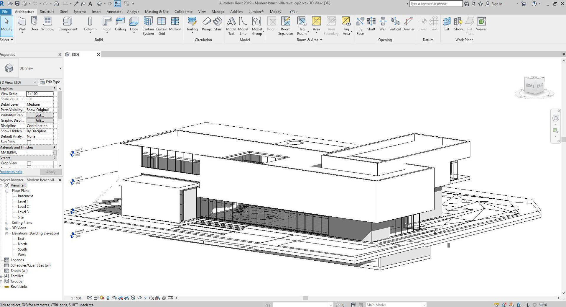 Modern beach villa corona with 3d grass Bonus Revit file 3D model_3