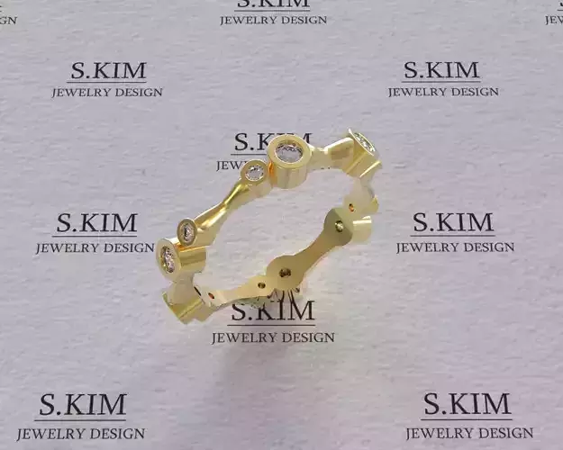 Wedding ring 6 couples of diamonds many sizes 3D print model