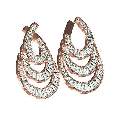 Triple Pear Baguette Set Earring 3D print model