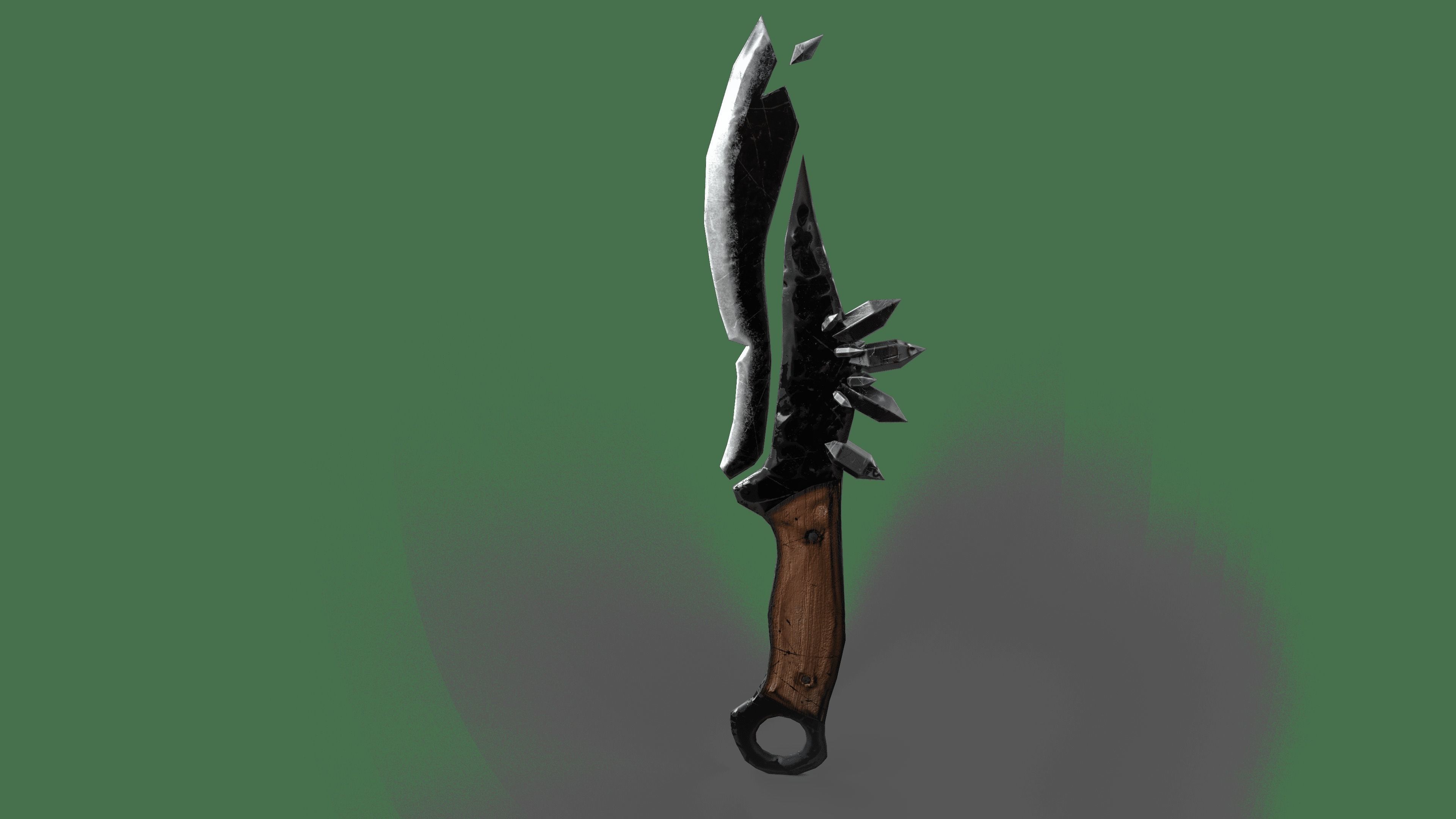 Magic dagger weapon in 5 color schemes Low-poly 3D model_5