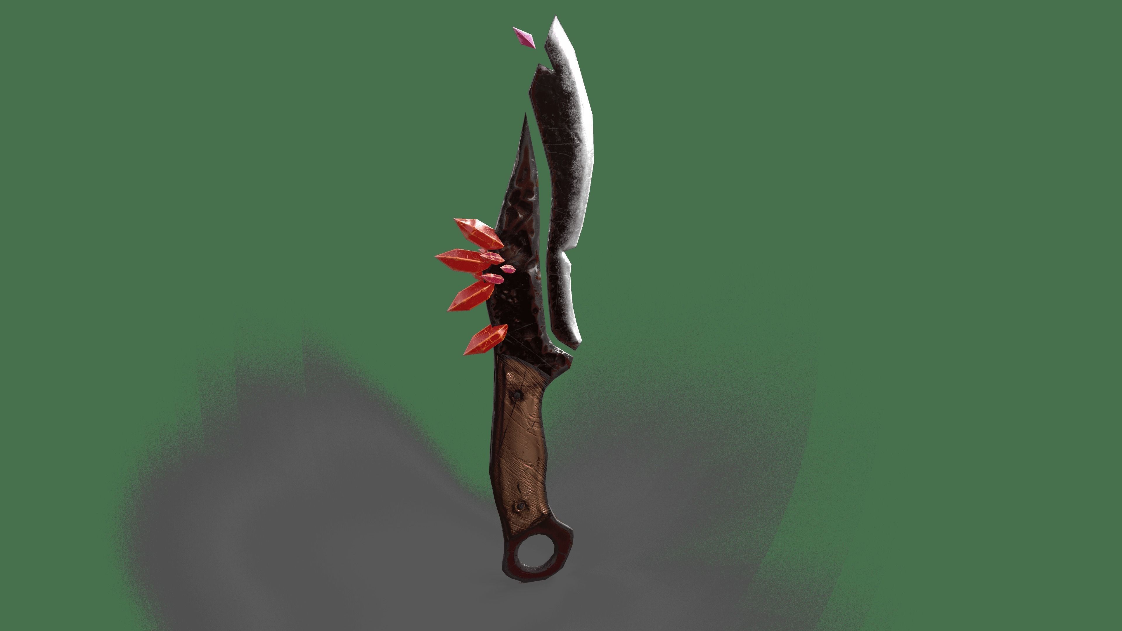 Magic dagger weapon in 5 color schemes Low-poly 3D model_4
