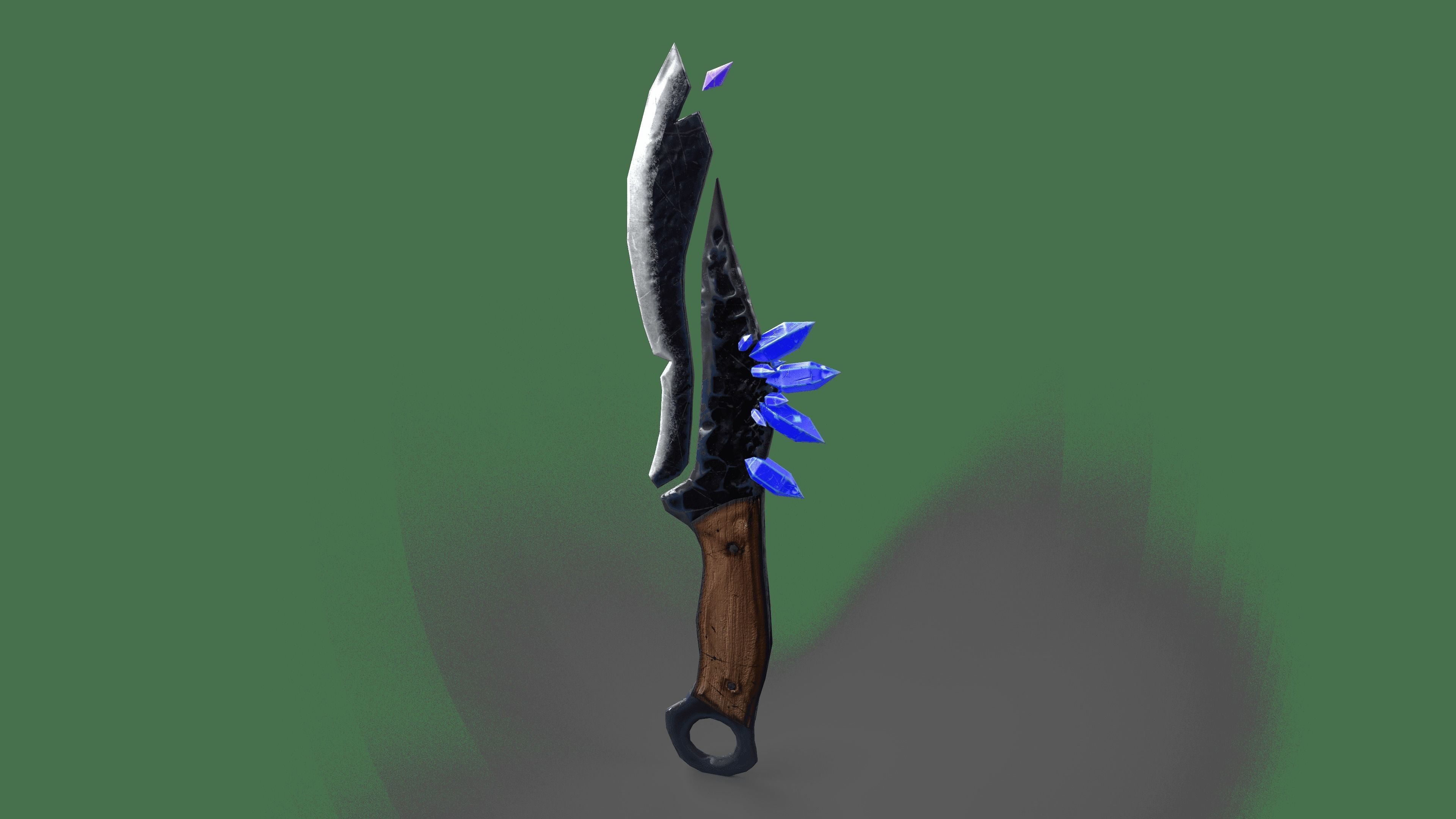Magic dagger weapon in 5 color schemes Low-poly 3D model_6