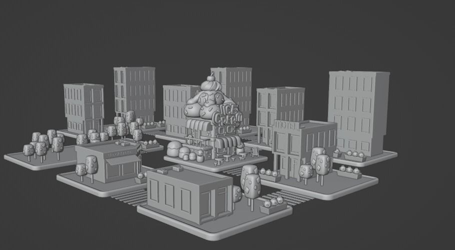 Cartoon candy City ice cream Low-poly 3D model Low-poly 3D model_3