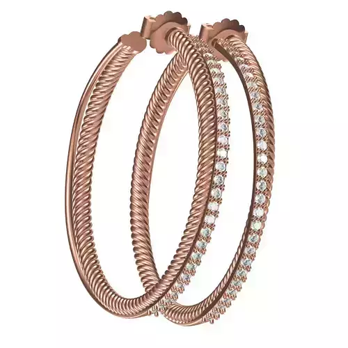 Beautiful Round Diamond Hoop Earring