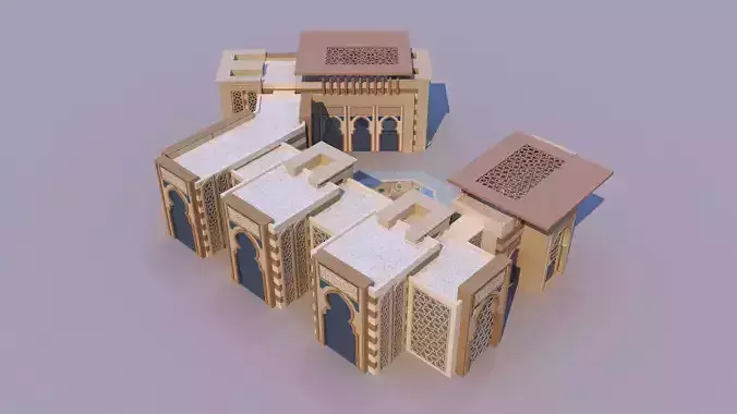 0166 - Islamic Facade Building 3D model