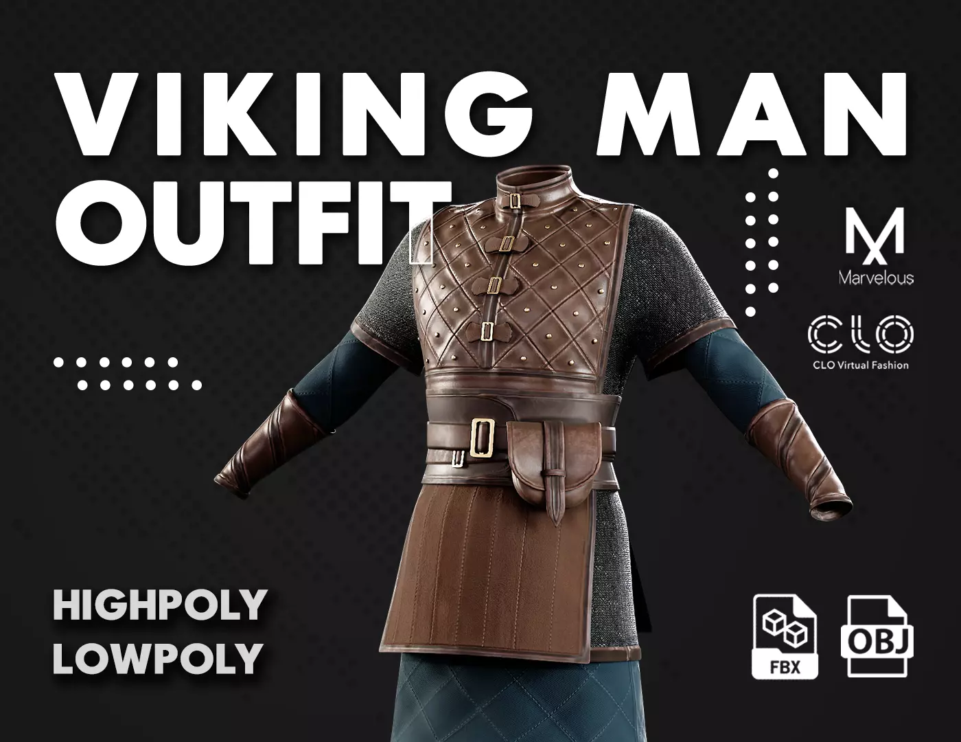 Low poly Viking Man Outfit  Low-poly 3D model_0