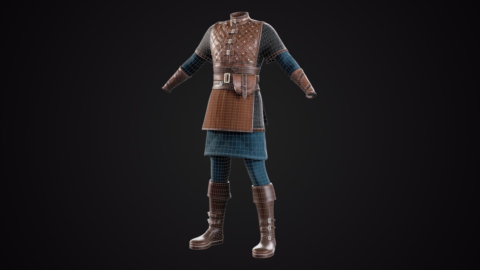 Low poly Viking Man Outfit  Low-poly 3D model_3
