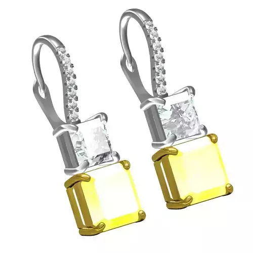 Emerald and Princess Diamond Hoop Earring