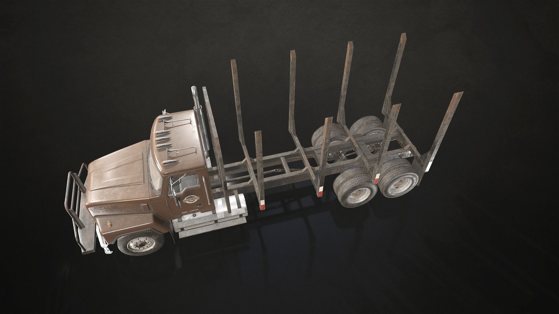 Classic Logging Truck Low-poly 3D model_8