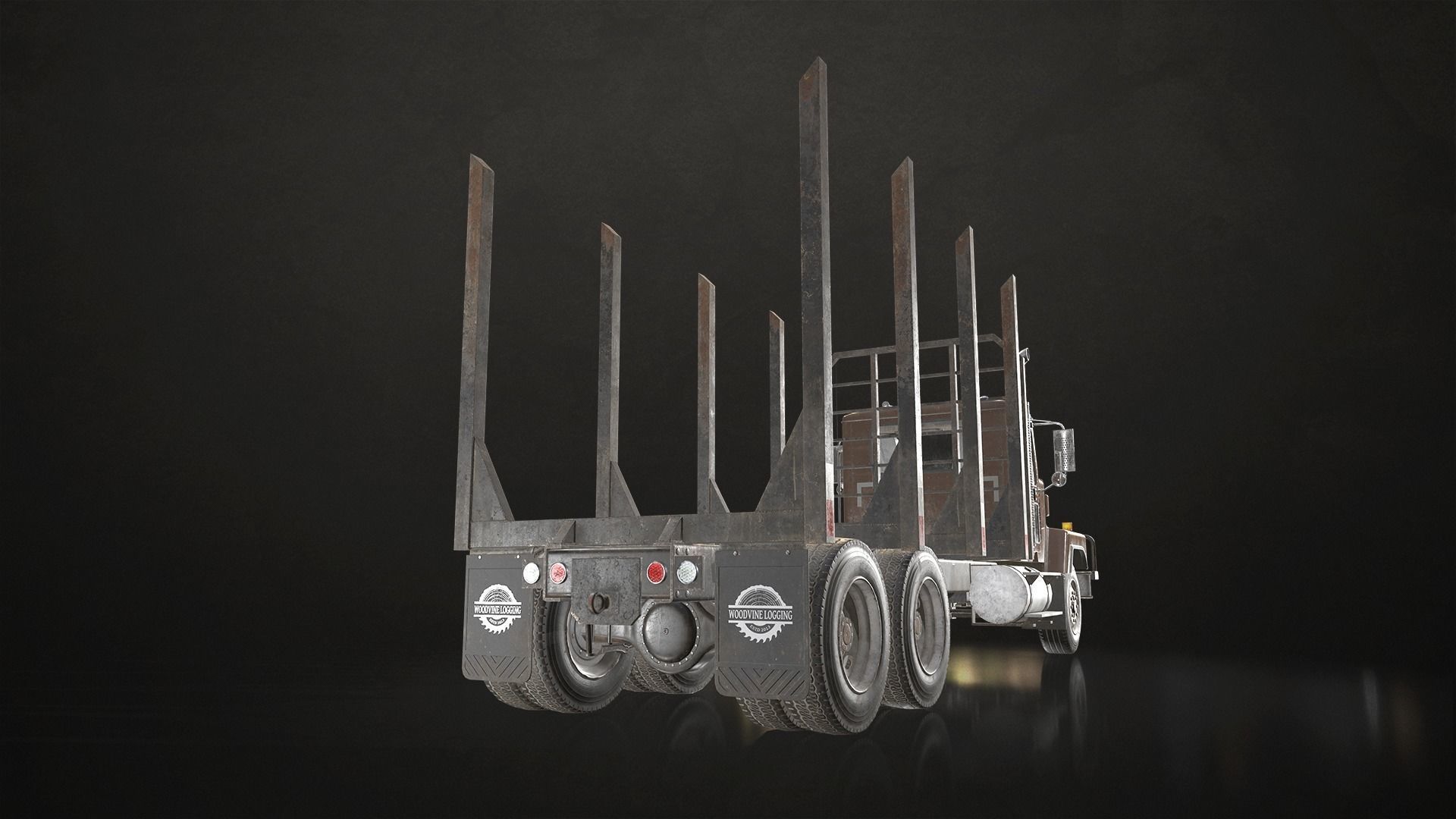 Classic Logging Truck Low-poly 3D model_10