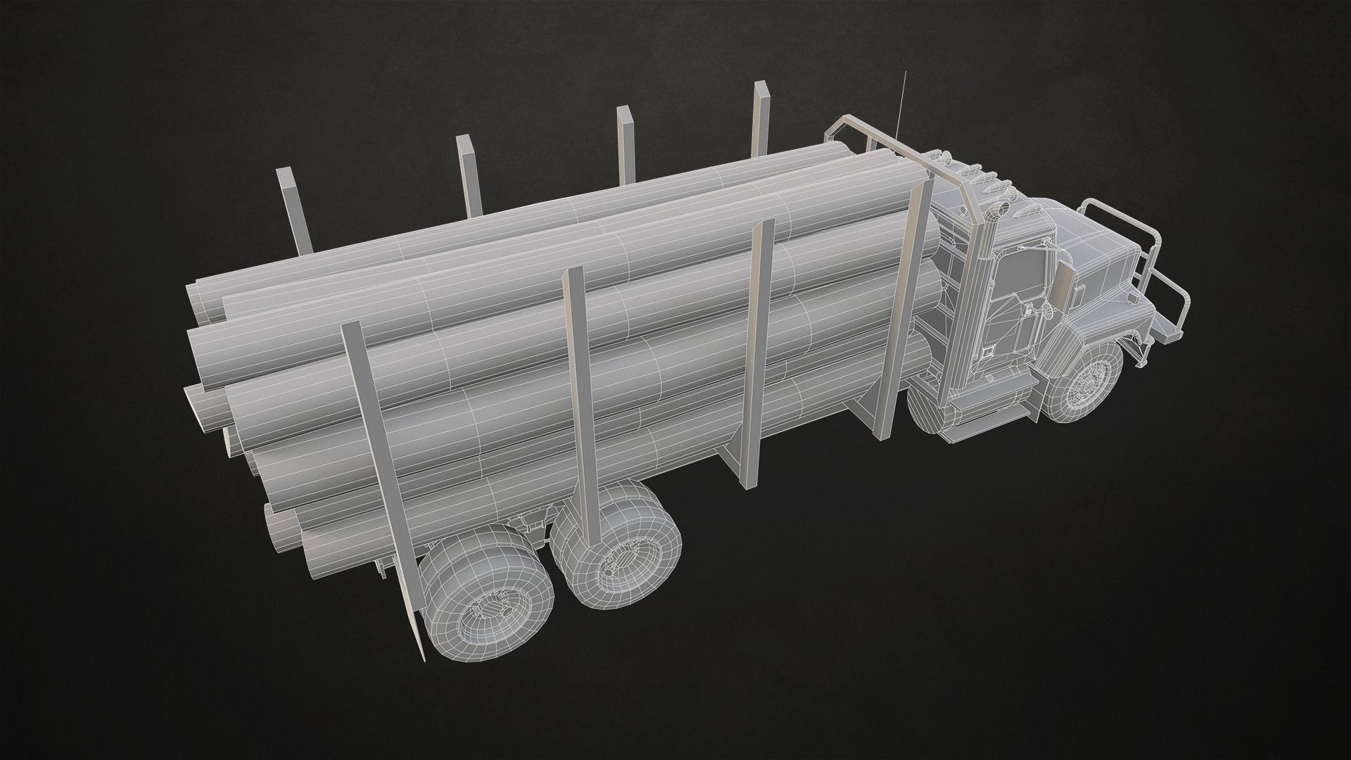Classic Logging Truck Low-poly 3D model_17