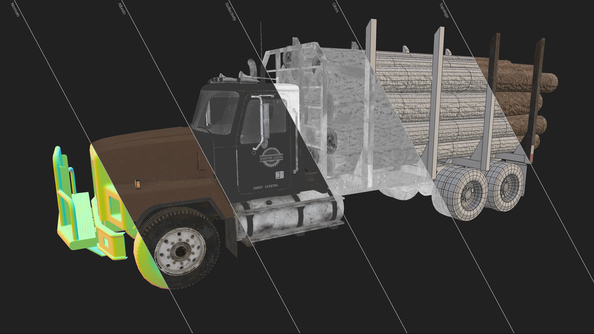Classic Logging Truck Low-poly 3D model_15