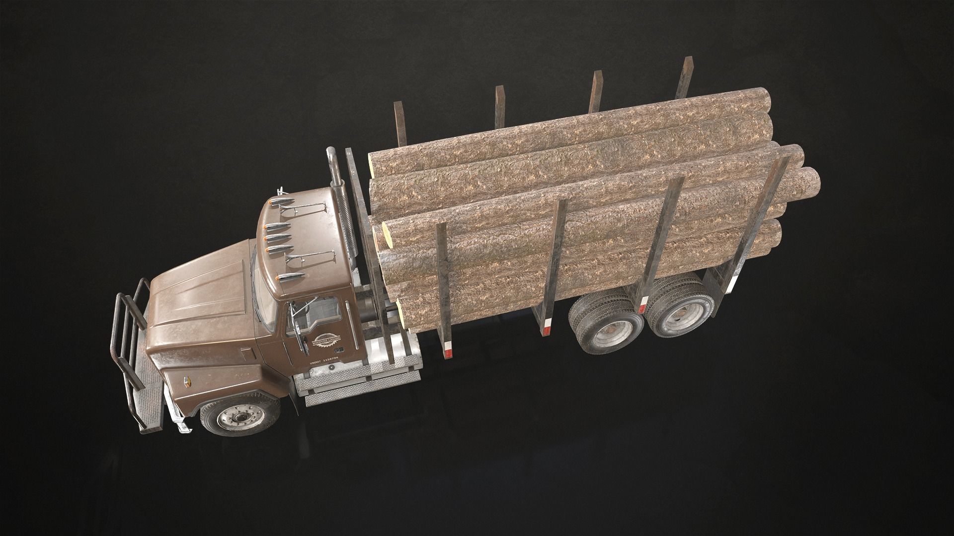 Classic Logging Truck Low-poly 3D model_7