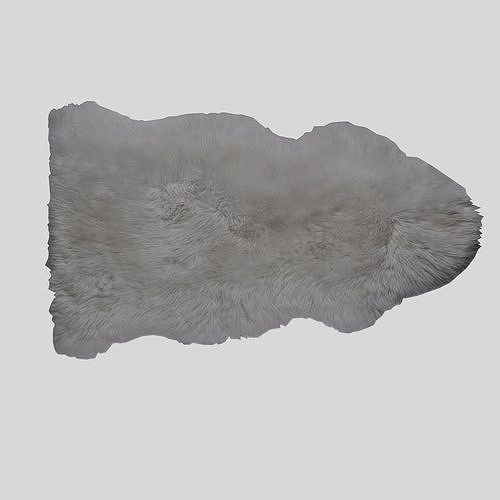 Carpet Soft Sheepskin Fur Grey Low-poly 3D model