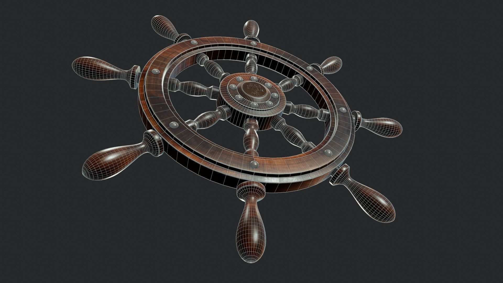 Ship Wheel - Tutorial Included Low-poly 3D model_11
