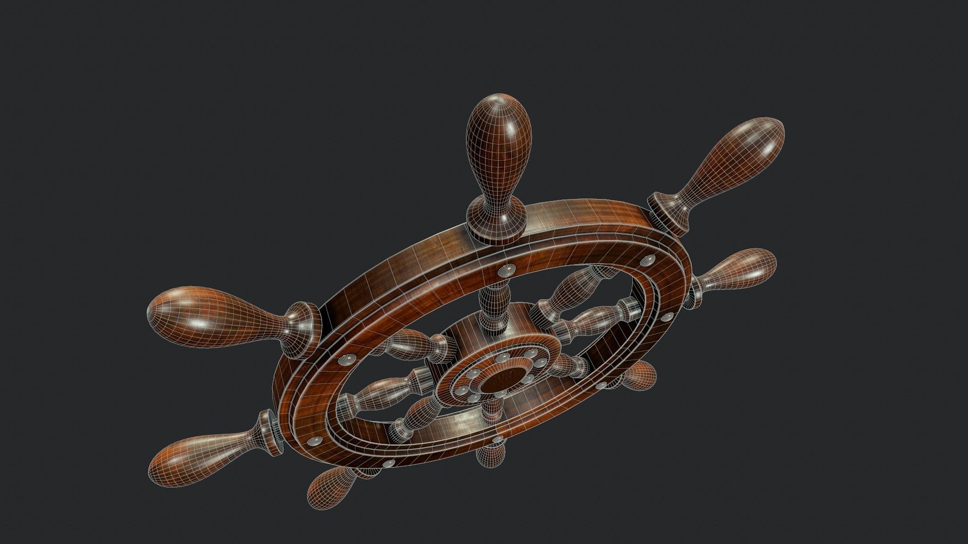 Ship Wheel - Tutorial Included Low-poly 3D model_9