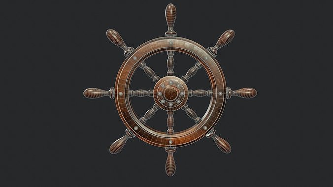 Ship Wheel - Tutorial Included Low-poly 3D model 4