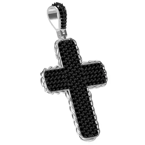 Antique Black Diamond Cross Pendant