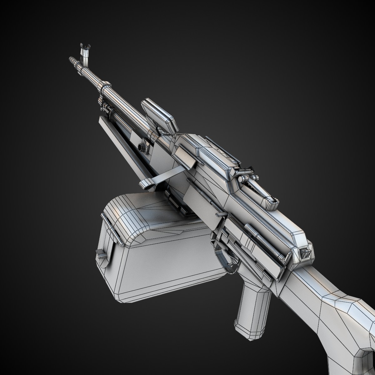 PK Machine gun Low-poly 3D model_7