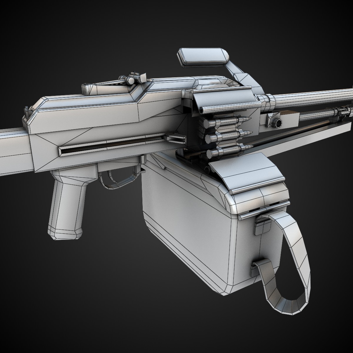 PK Machine gun Low-poly 3D model_8