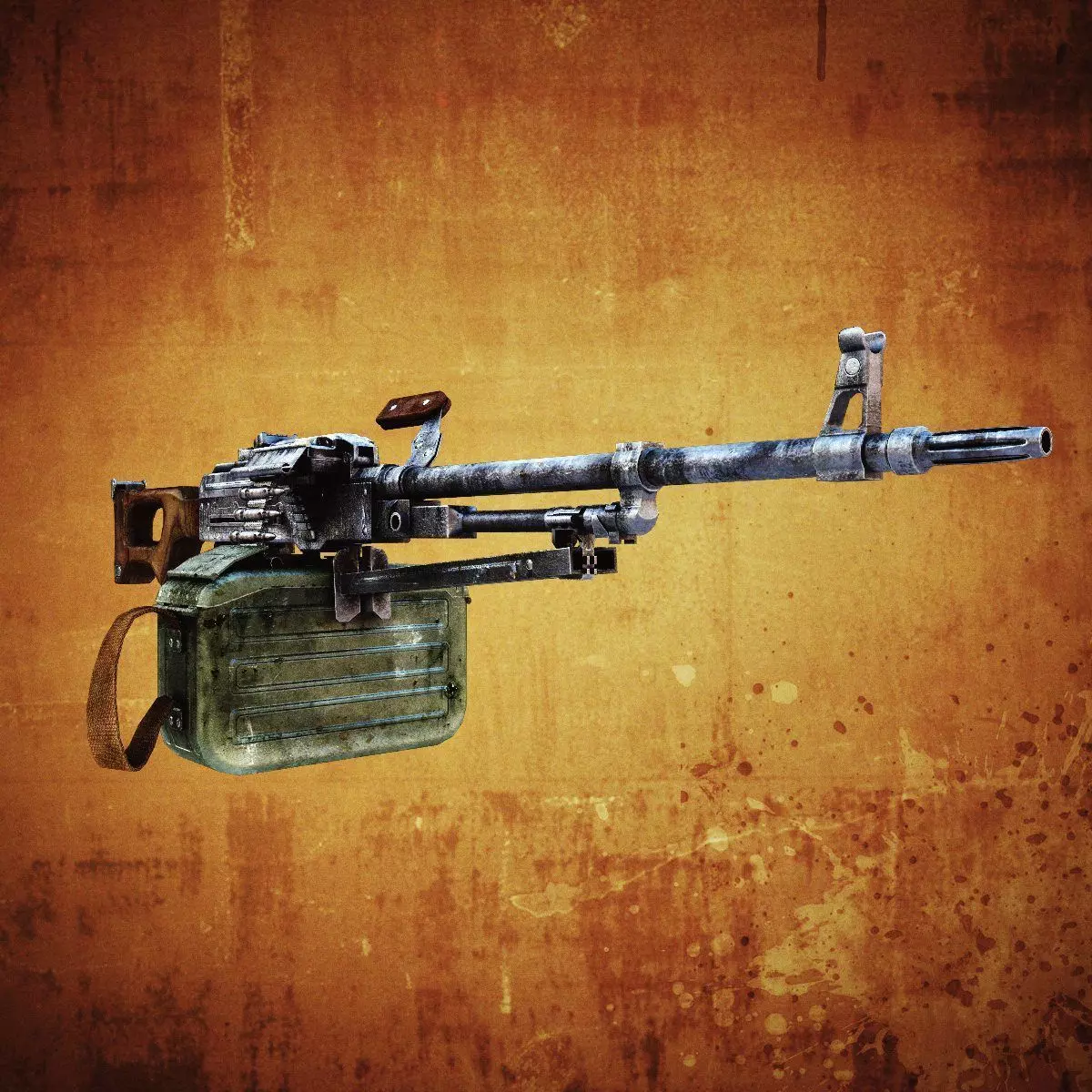 PK Machine gun Low-poly 3D model_0