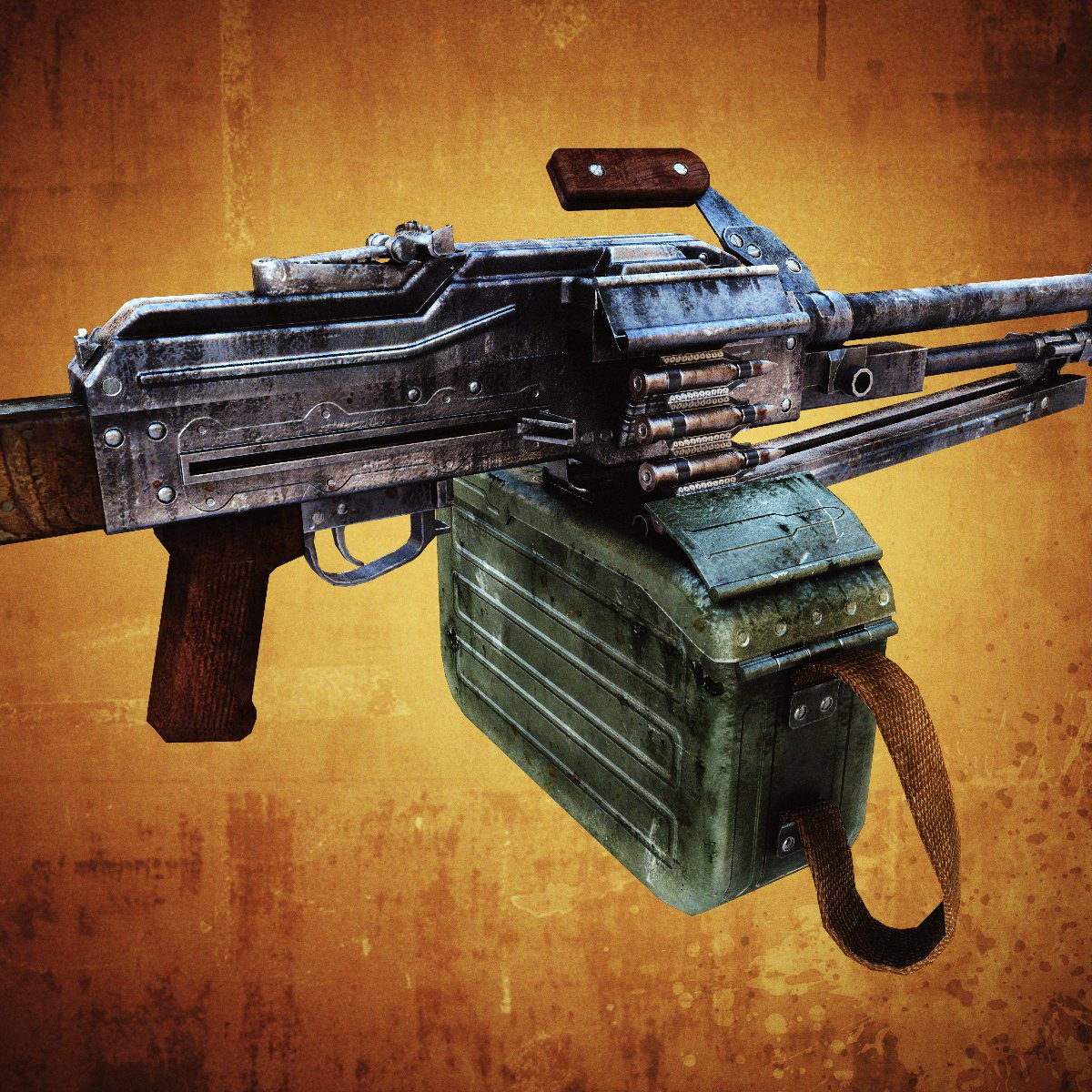 PK Machine gun Low-poly 3D model_2