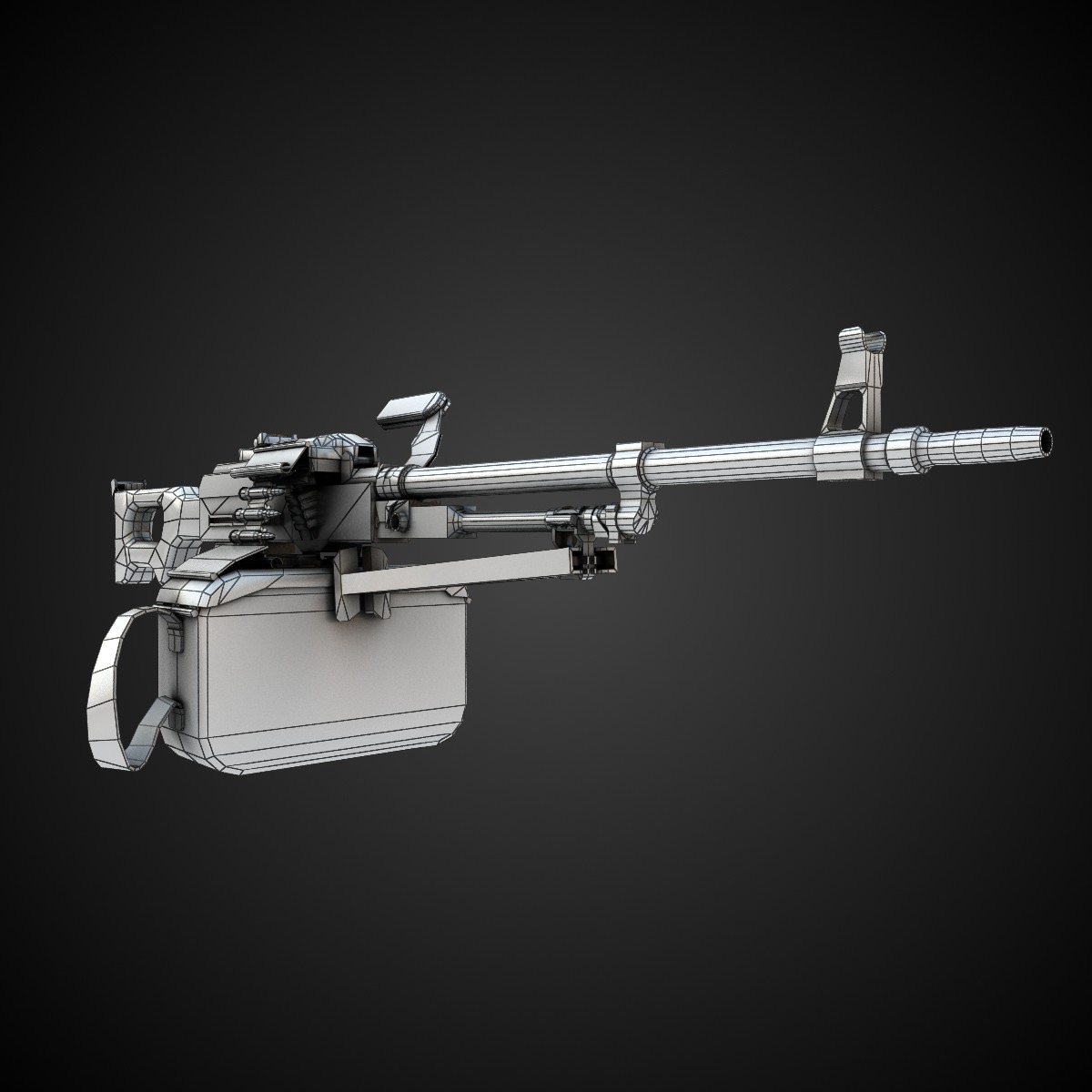 PK Machine gun Low-poly 3D model_6