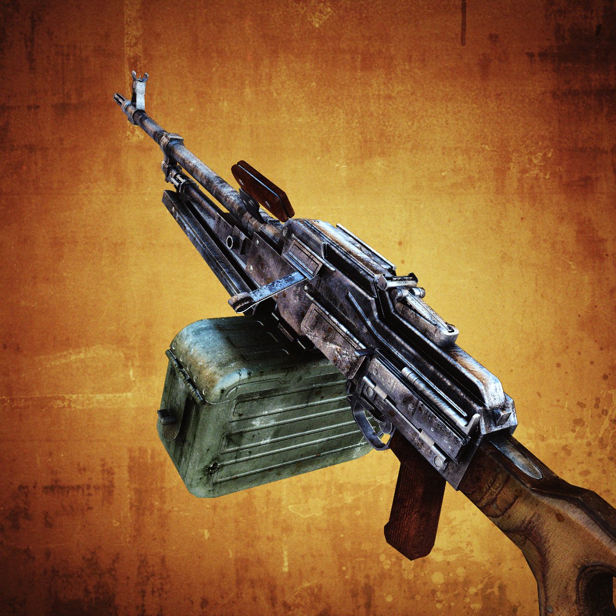 PK Machine gun Low-poly 3D model_3