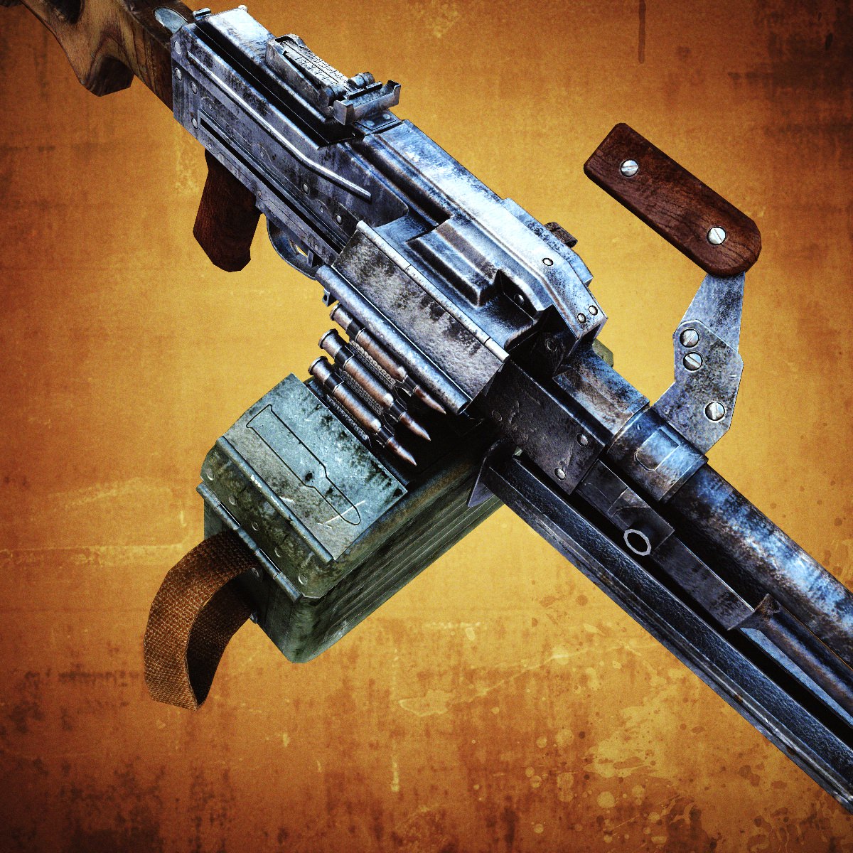 PK Machine gun Low-poly 3D model_4