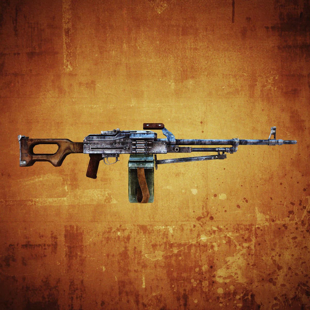 PK Machine gun Low-poly 3D model_1