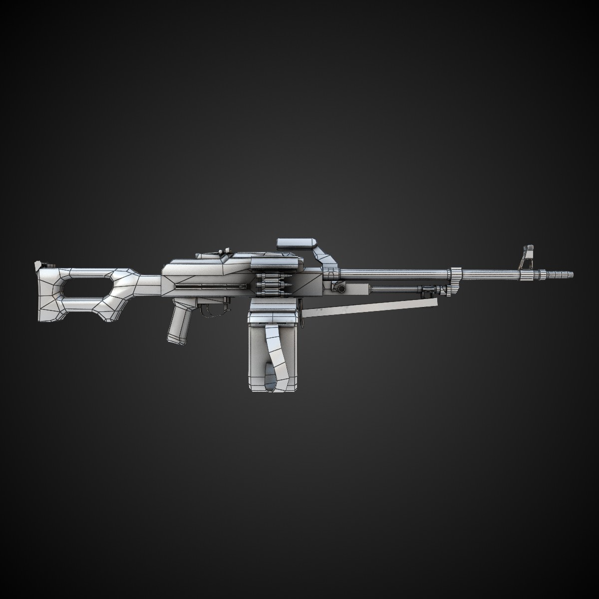 PK Machine gun Low-poly 3D model_5